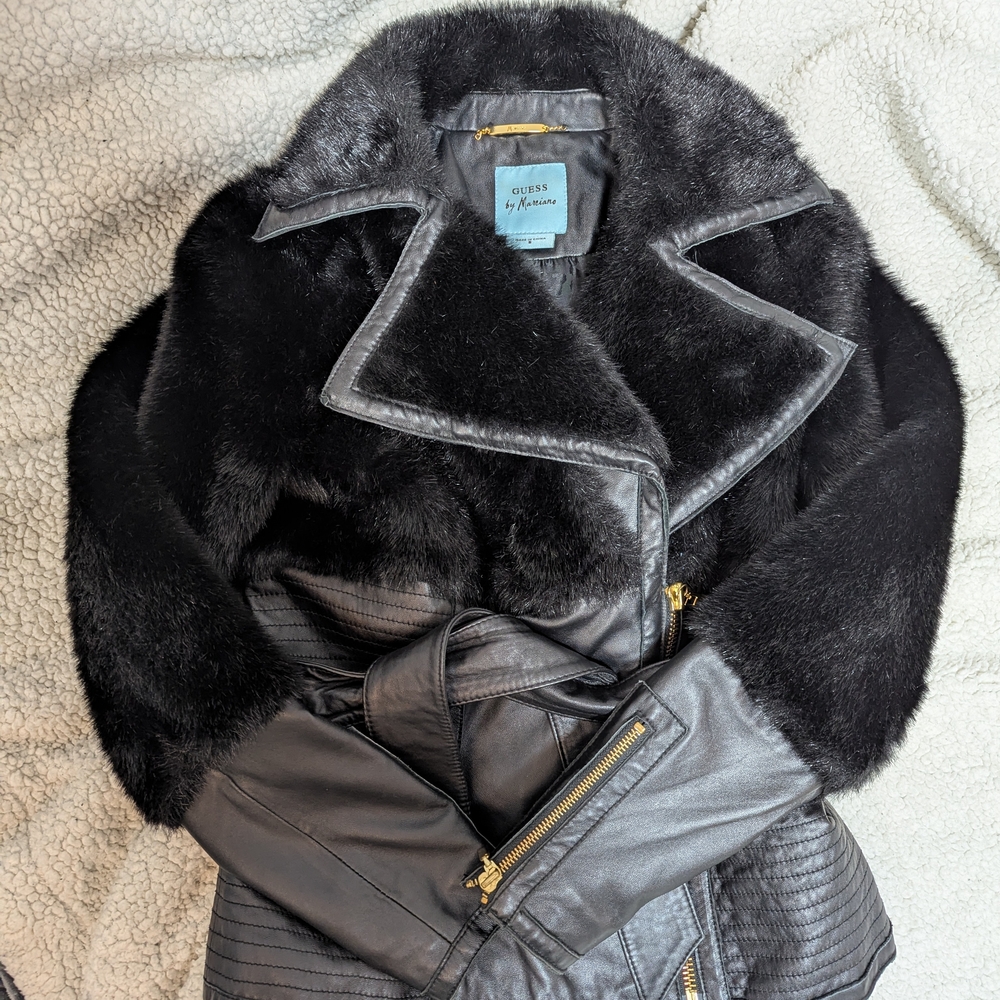 GUESS Black Faux Fur Women's Jacket